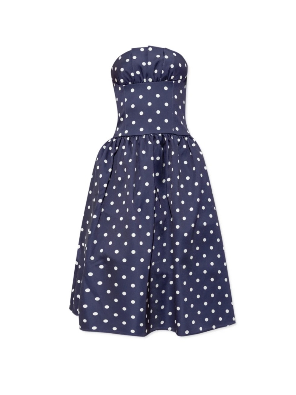 Self-Portrait Navy and White Polka Dot Strapless Party Dress